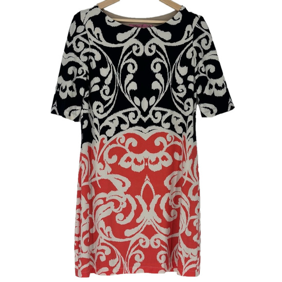 Eliza J New York sheath colorful two tone knee length lined women dress Sz 8 - Picture 1 of 4